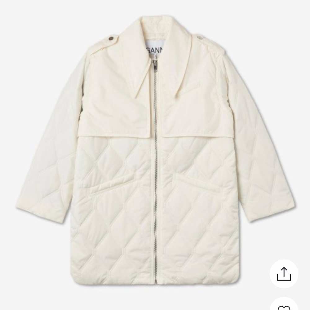 Ganni Quilted Jacket Cream Women’s